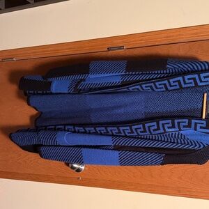 Blue and Black Patterned Cardigan